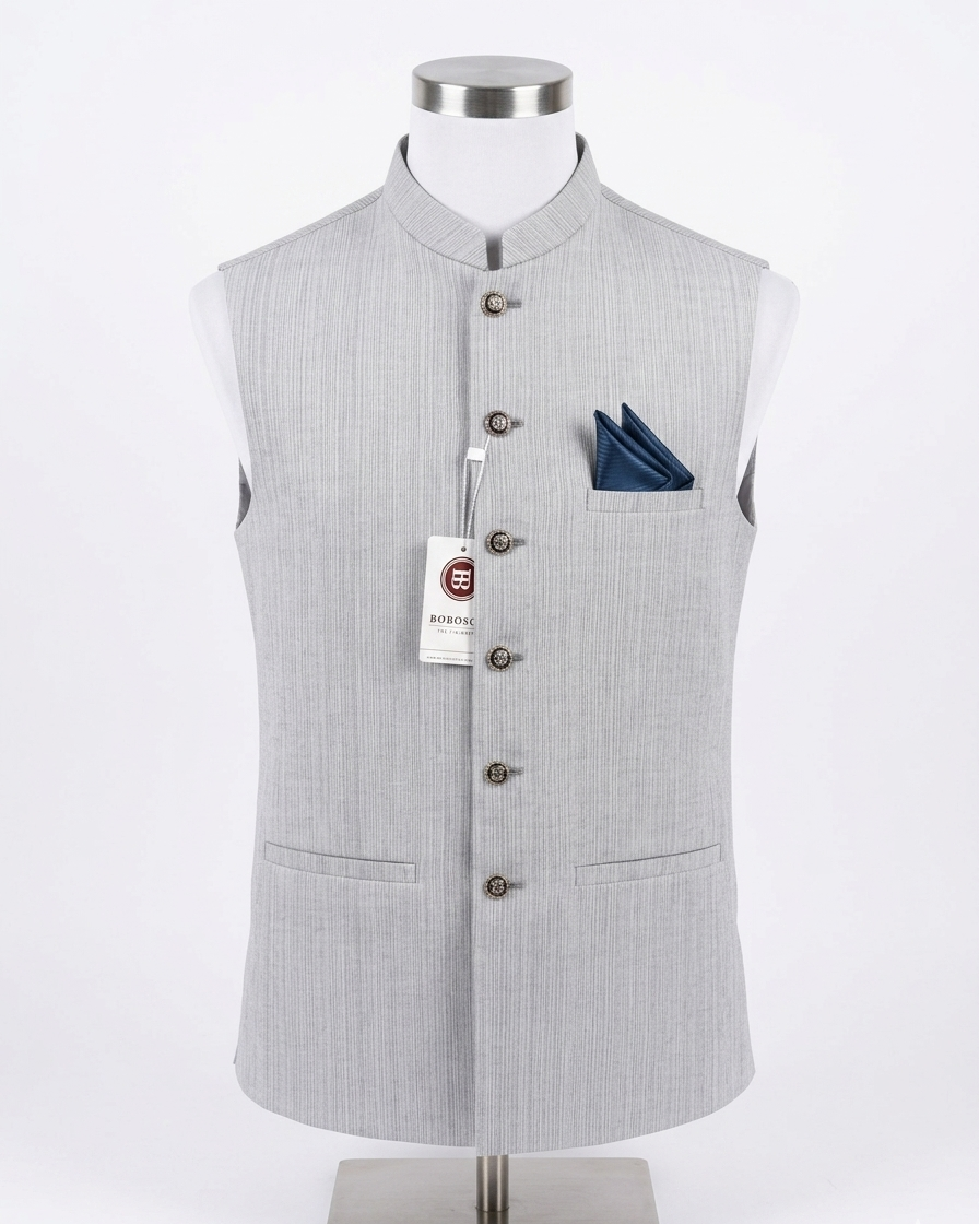 Silver Mist Textured Classic Waistcoat