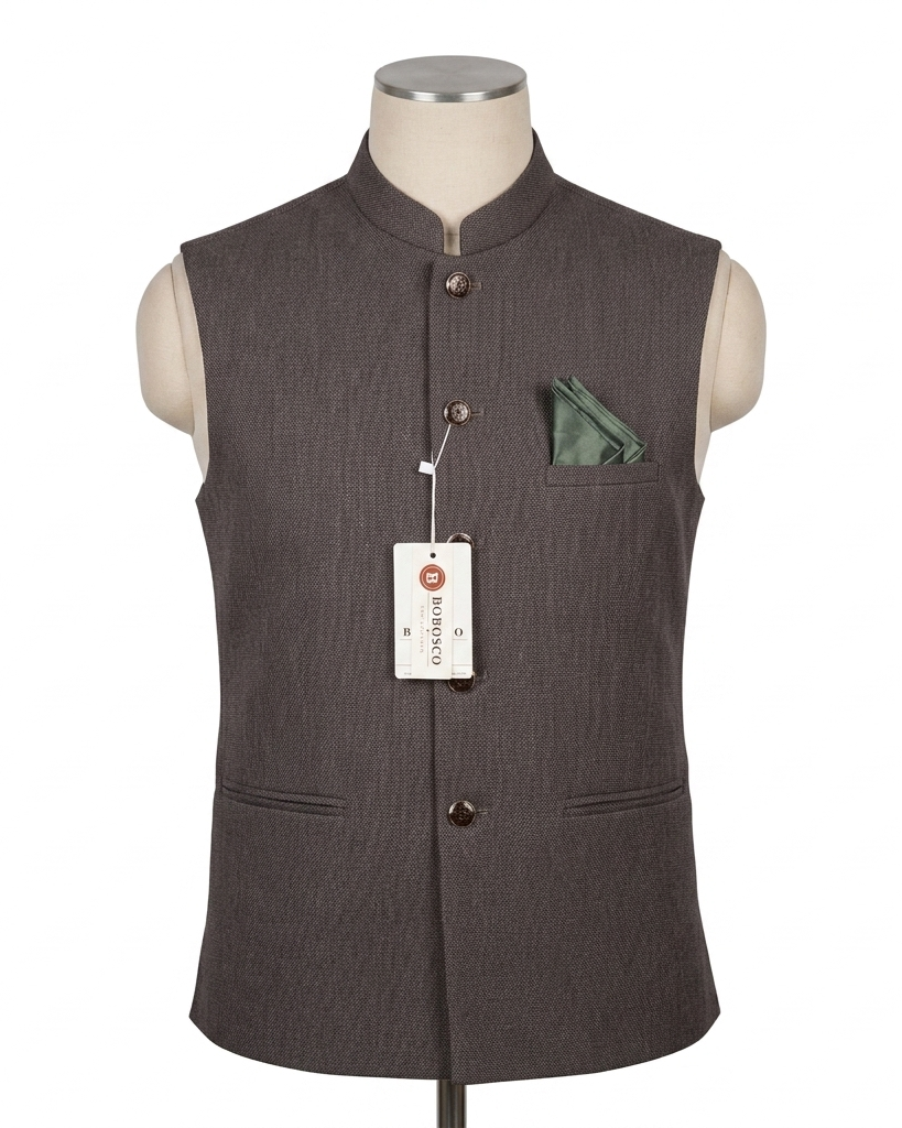 Mocha Earth Textured Classic Waistcoat