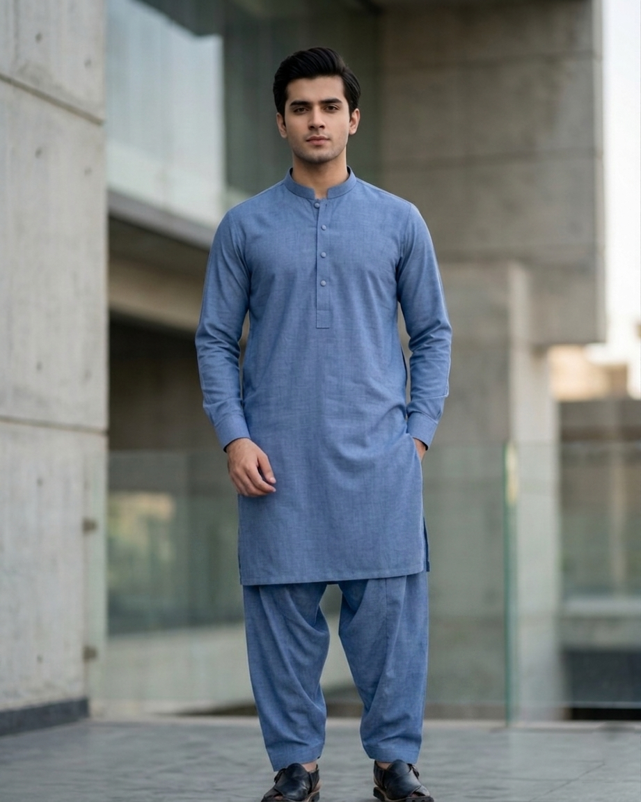 Imperial Steel Blue Shalwar Kameez