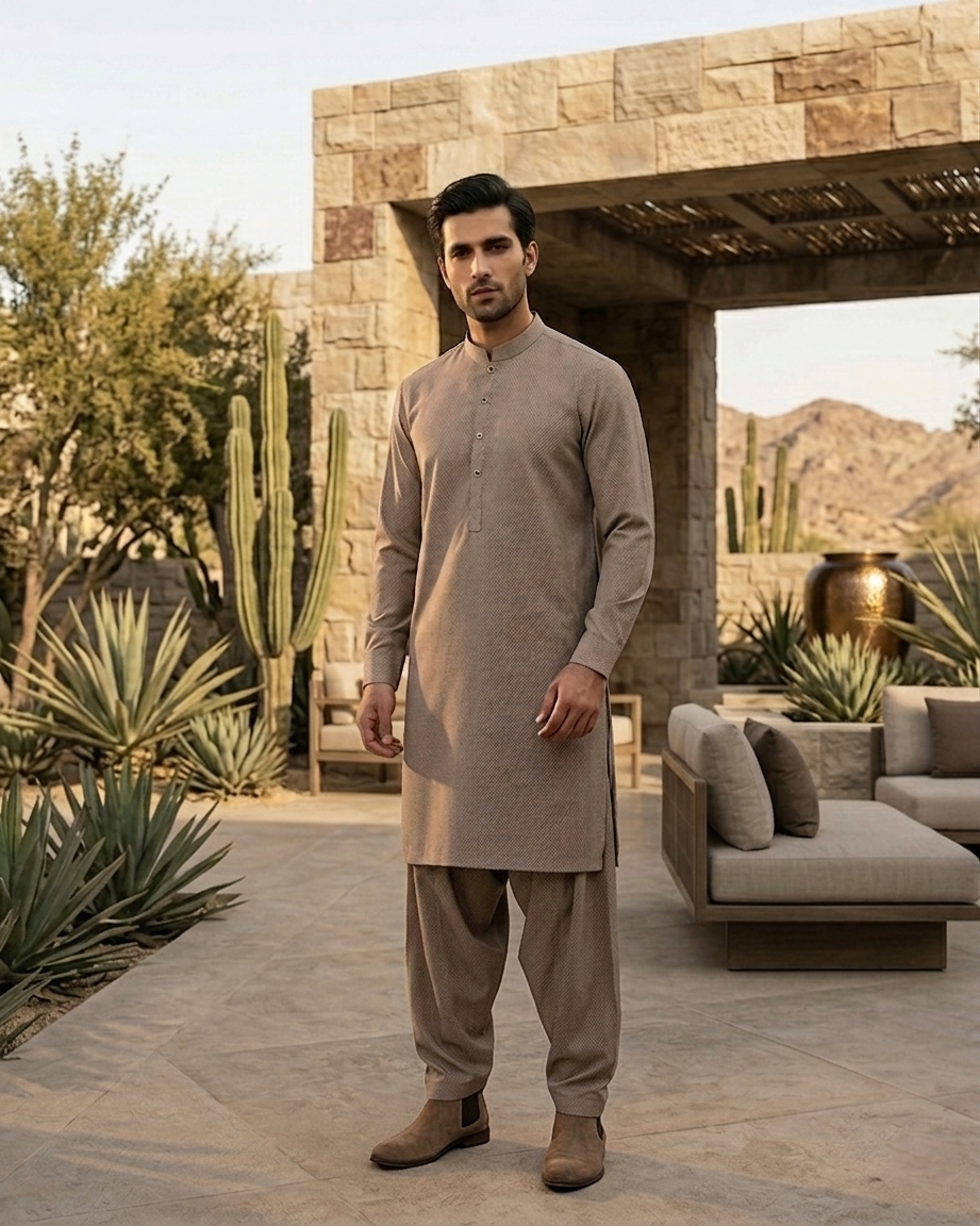 Desert Taupe Prestige Shalwar Kameez