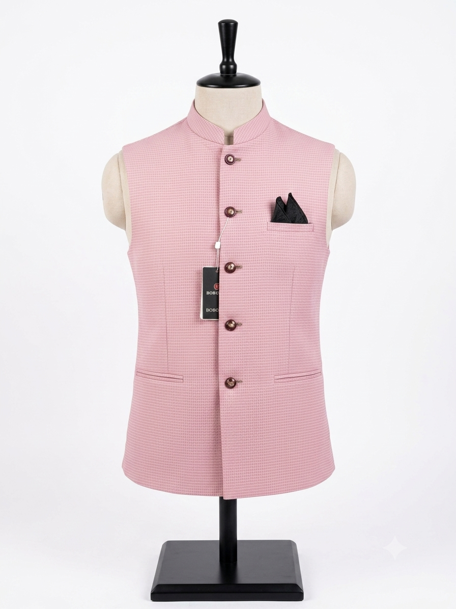 Blush Rose Textured Classic Waistcoat