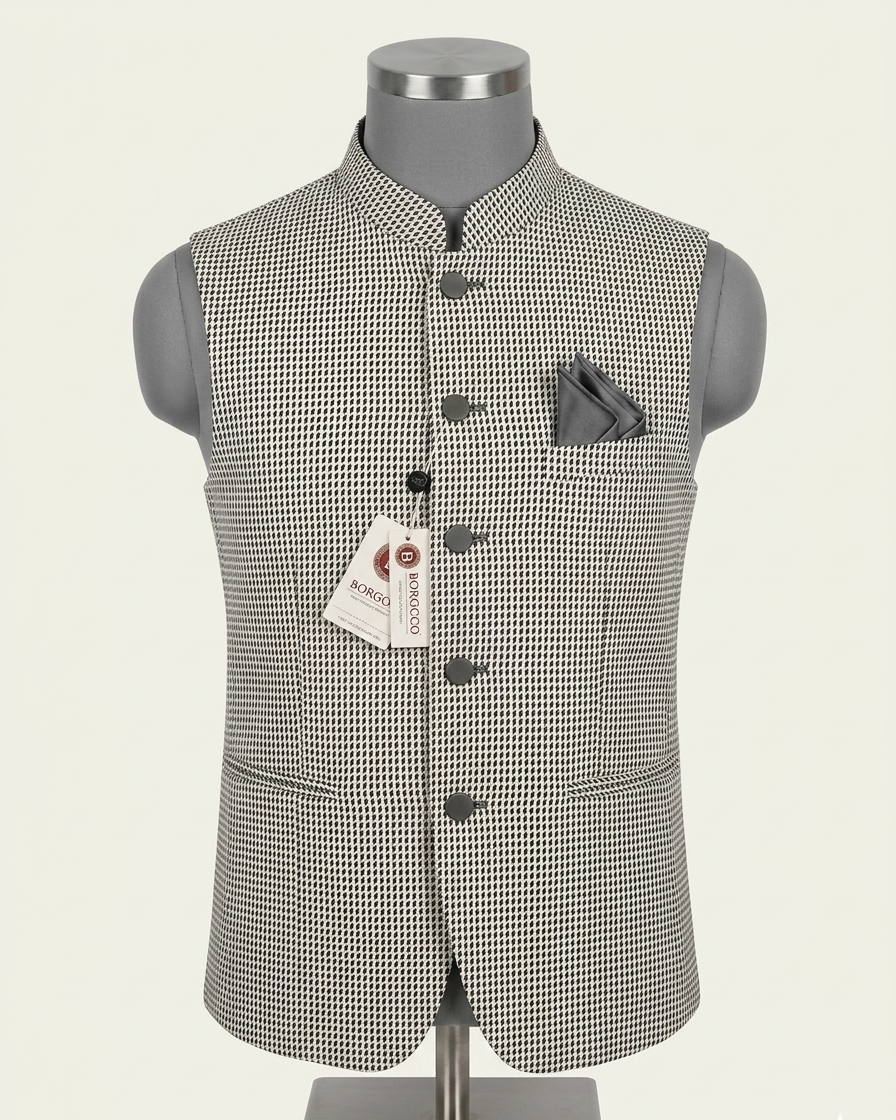 Ivory Noir Textured Classic Waistcoat