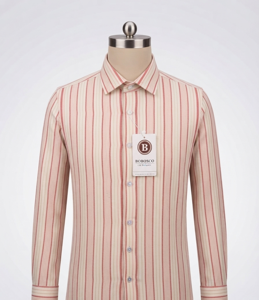 Premium Pink & Ivory Striped Formal Shirt