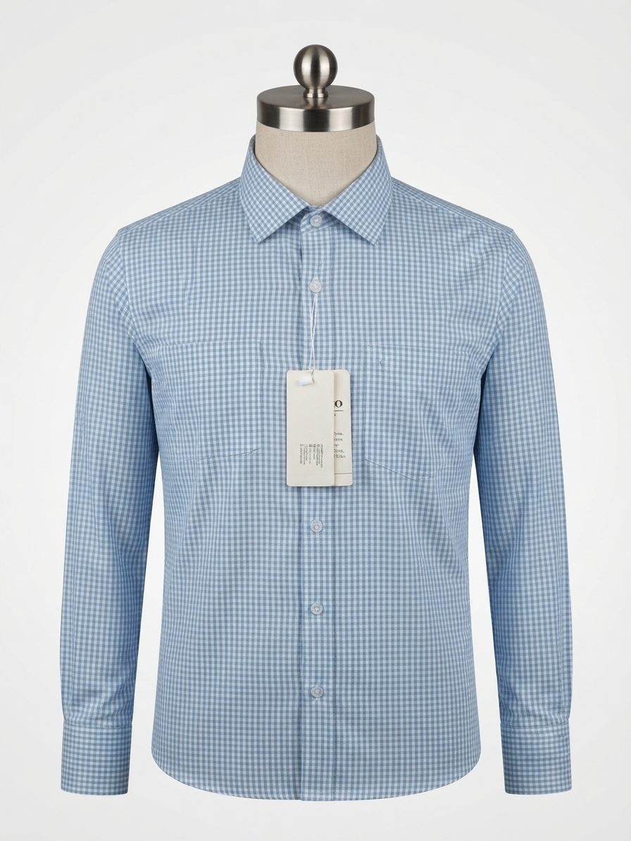 Premium Sky Blue Check Dress Shirt