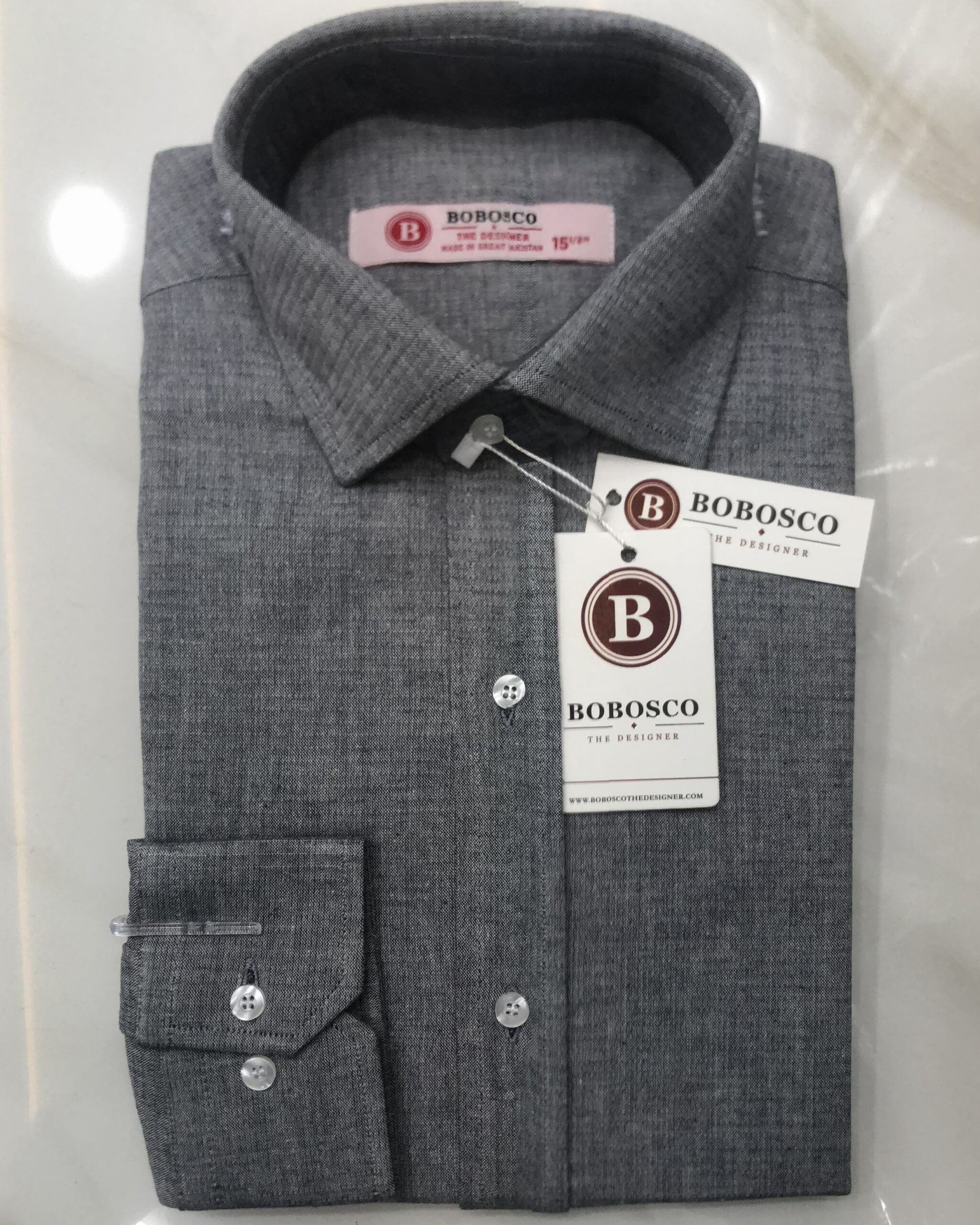 Dark Grey Melange Textured Formal Shirt