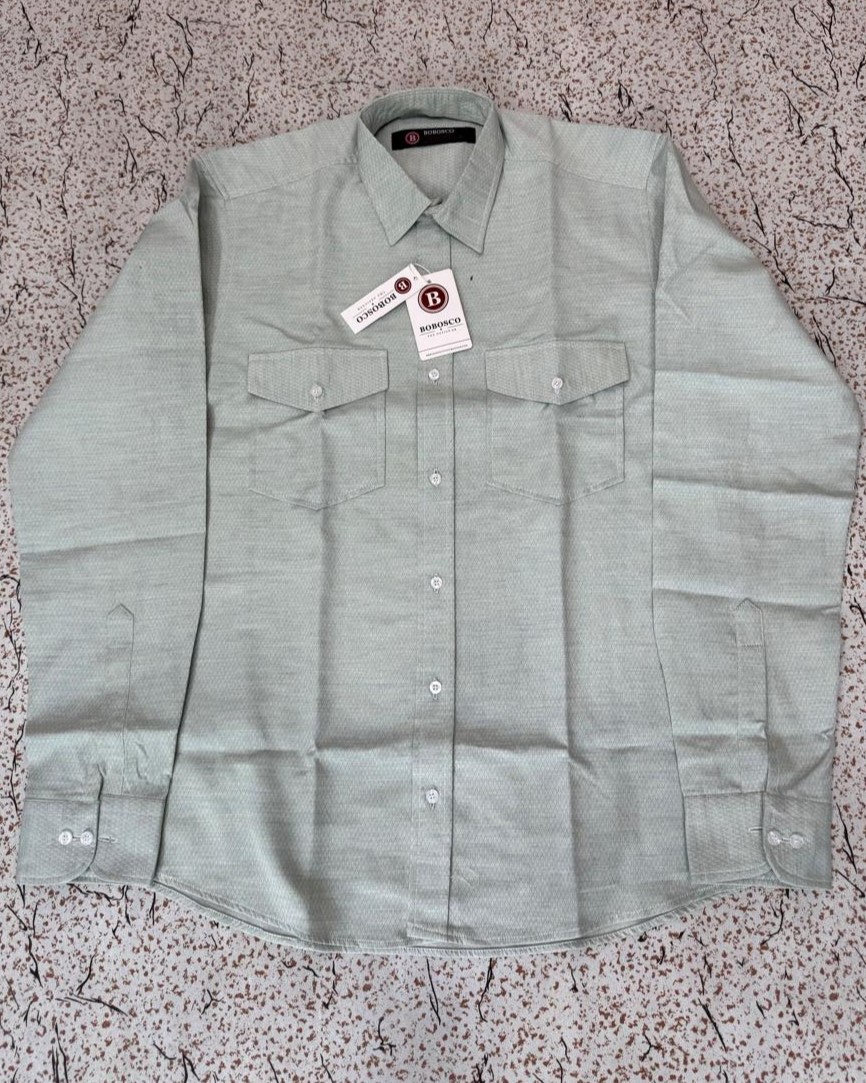 Mint Green Textured Casual Button-Down Shirt