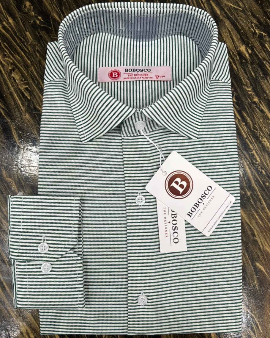 Forest Green Fine Striped Formal Shirt