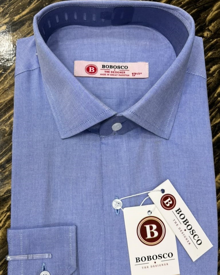 Powder Blue Textured Formal Shirt