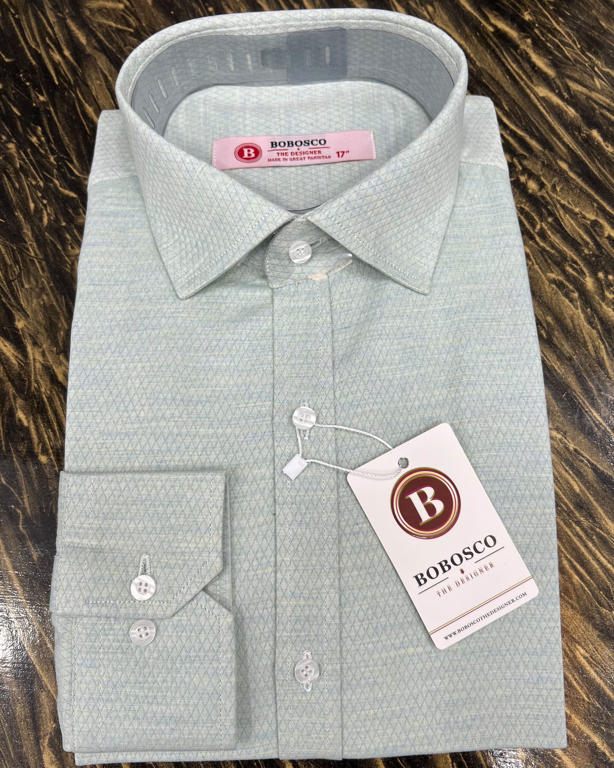 Mint Green Geometric Diamond Formal Shirt